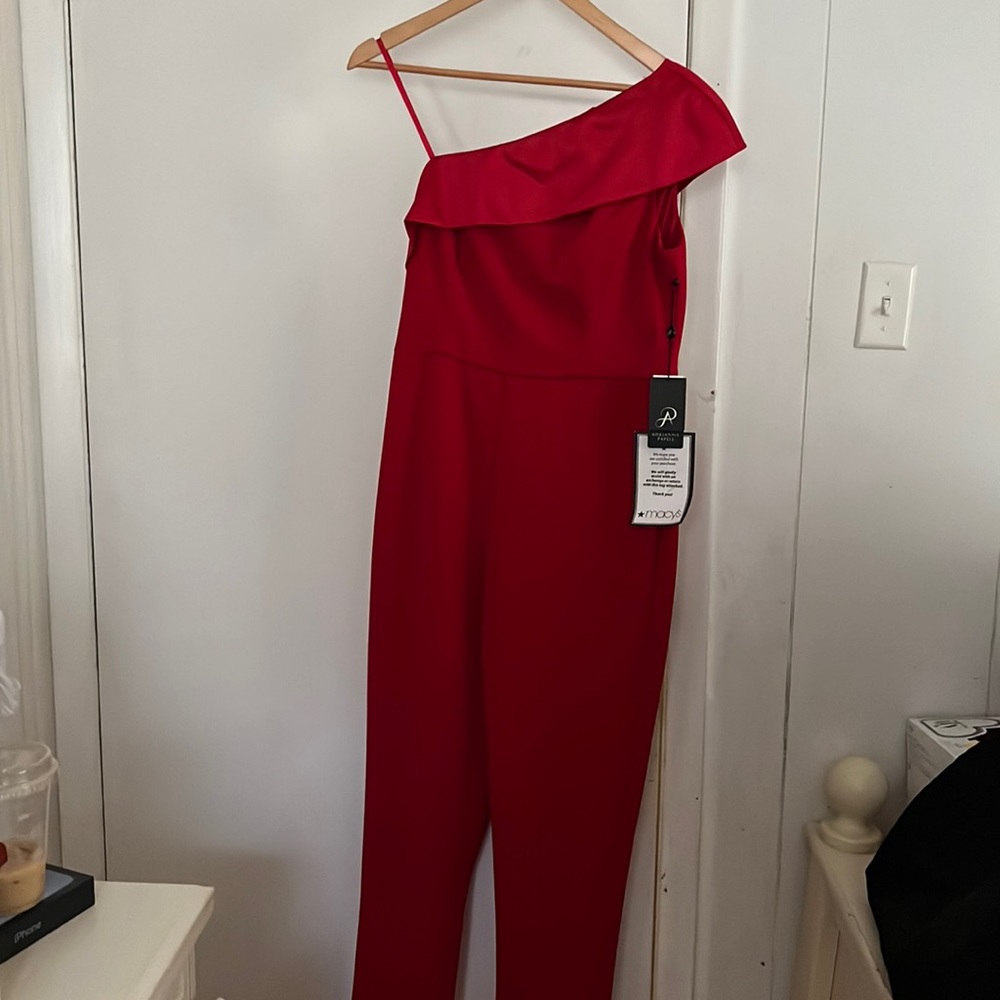 Red One Sleeve Jumpsuit